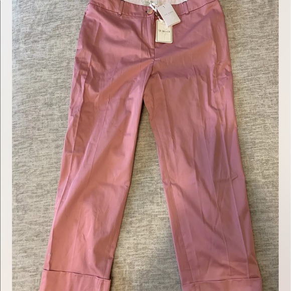 New Ted Baker Pants Size 4 US 10 Pink Saydii Deep Cuff Stretch Cotton Chino - Picture 4 of 10